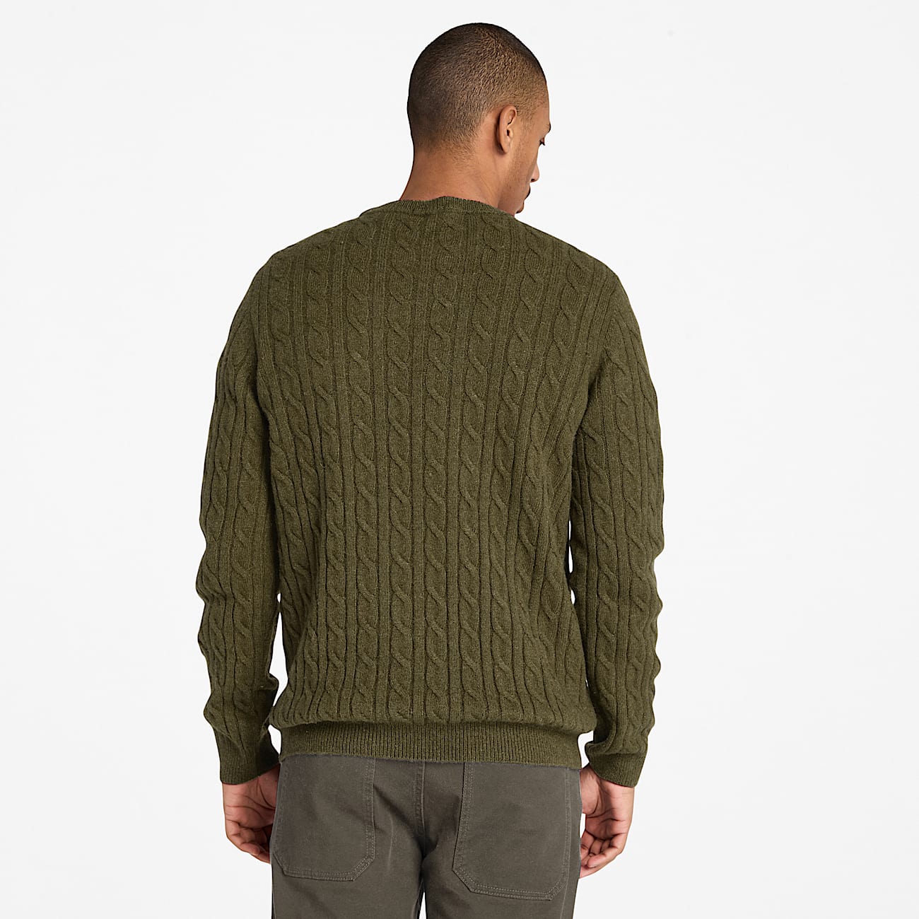 Phillips Brook Crewneck Cableknit Jumper for Men in Green TBL Green ALT9