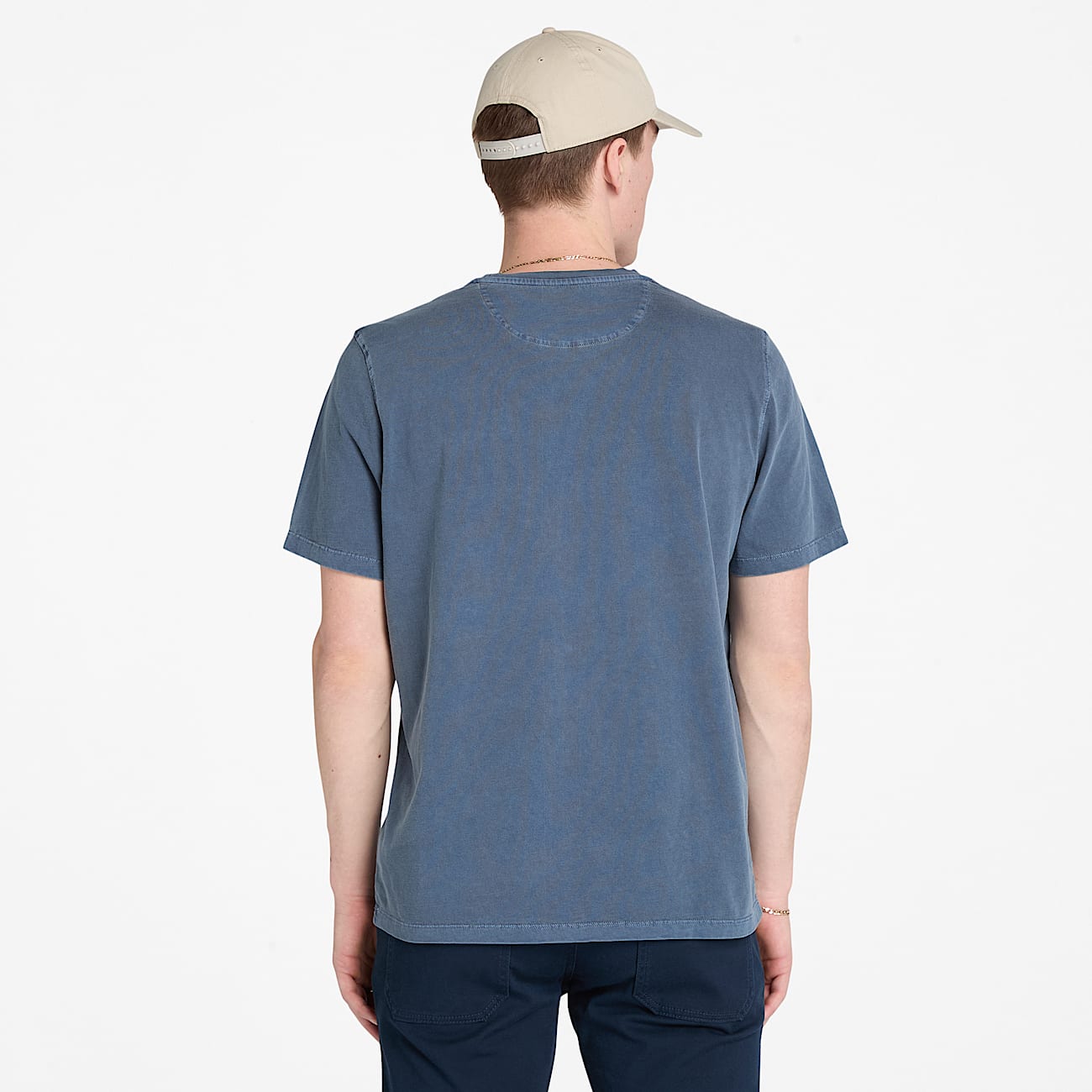 Dunstan River Garment Dyed Short-Sleeve T-Shirt for Men in Dark Blue - 4
