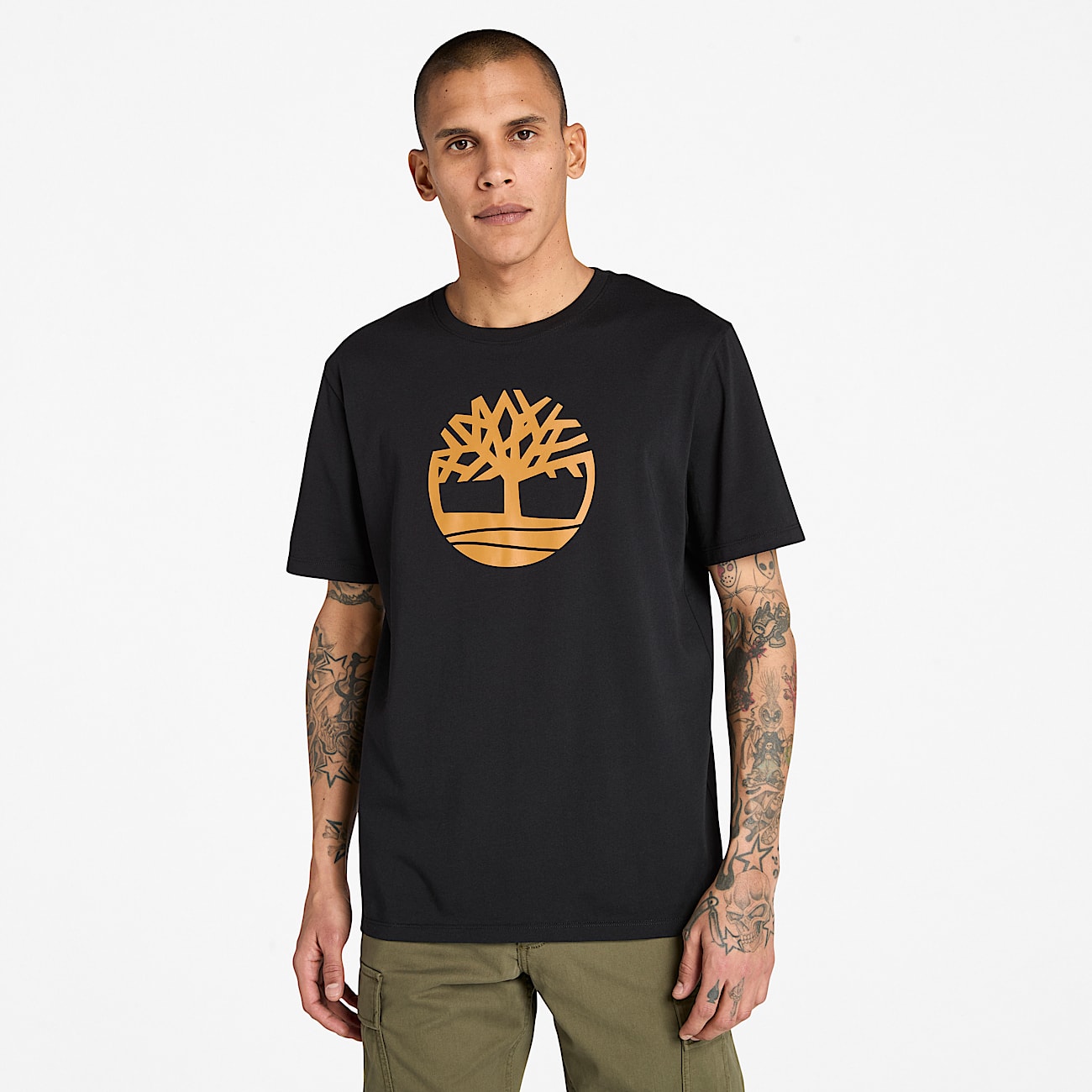 Kennebec River Tree Logo Short-Sleeve T-Shirt for Men in Black