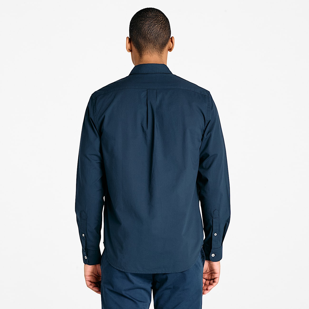 Camisa de manga larga de popelina elstica para hombre en azul oscuro TBL azul ALT9