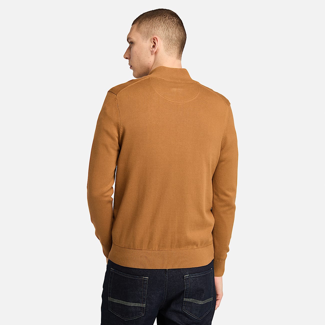 Williams River Baumwollpullover mit durchgehendem Reißverschluss für Herren in Dunkelgelb - 4