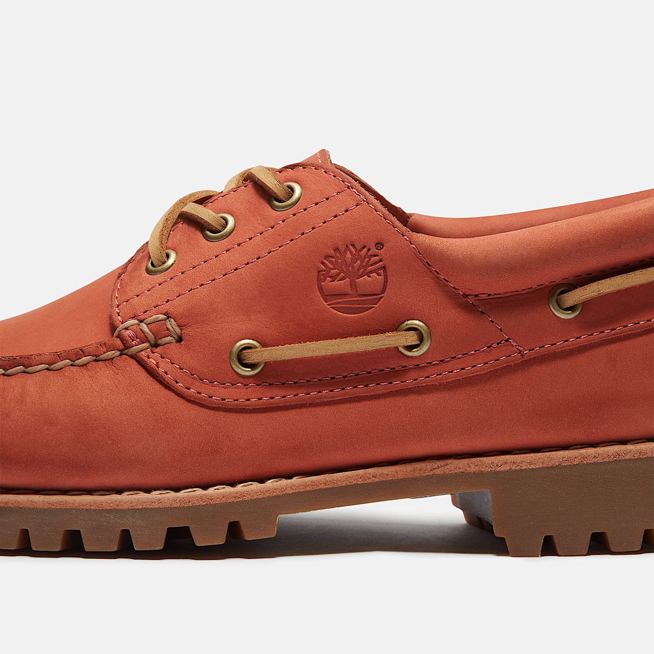 Timberland Authentic 3Eye Lug Handsewn Boat Shoe in Red TBL Red ALT7