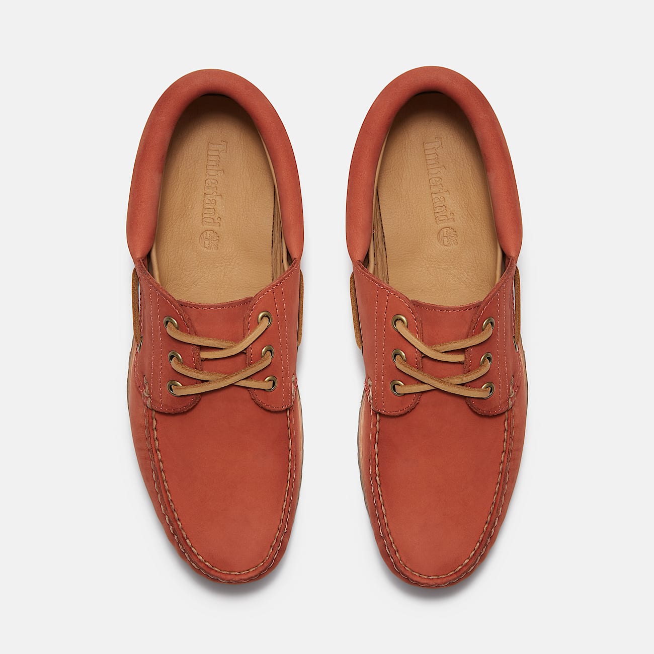 Timberland Authentic 3Eye Lug Handsewn Boat Shoe in Red TBL Red ALT2