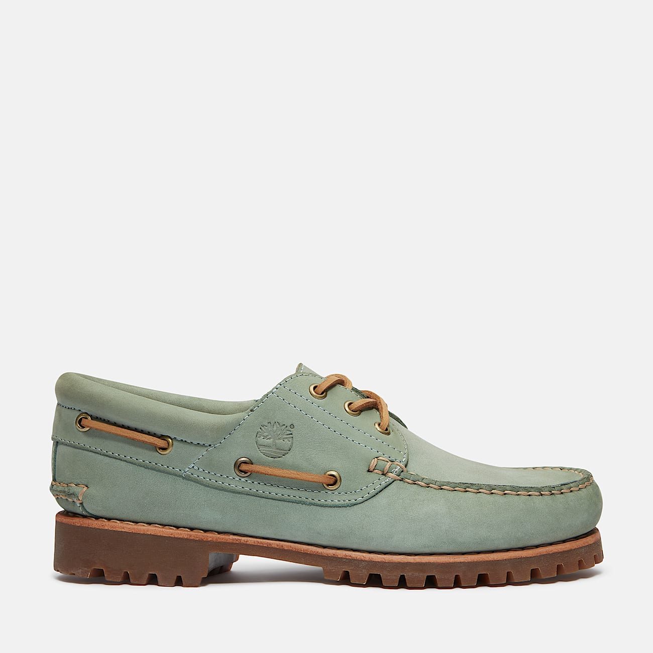 Timberland Authentic 3Eye Lug Handsewn Boat Shoe in Green TBL Green HERO