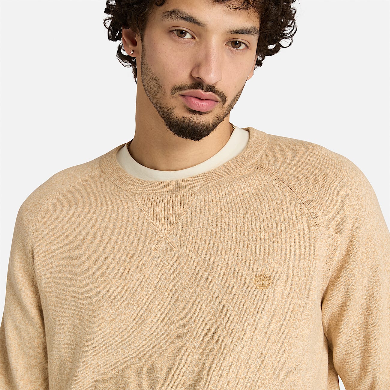 Williams River Cotton Raglan Sleeve Crewneck Jumper for Men in Beige TBL Beige ALT2