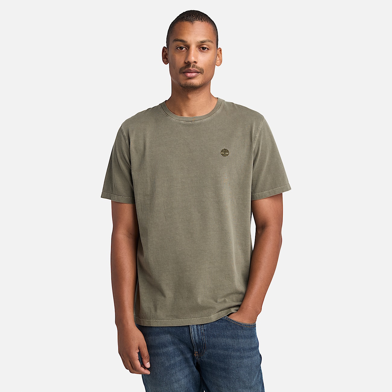 Dunstan River Garment Dyed Short-Sleeve T-Shirt for Men in Green - 5