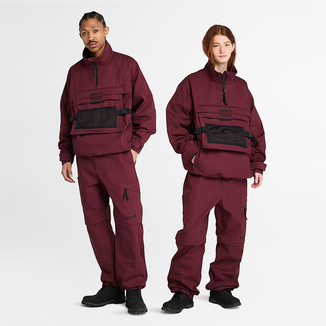 Timberland and HIGHSNOBIETY 2in1 Convertible Canvas Trouser in Burgundy TBL Burgundy ALT10