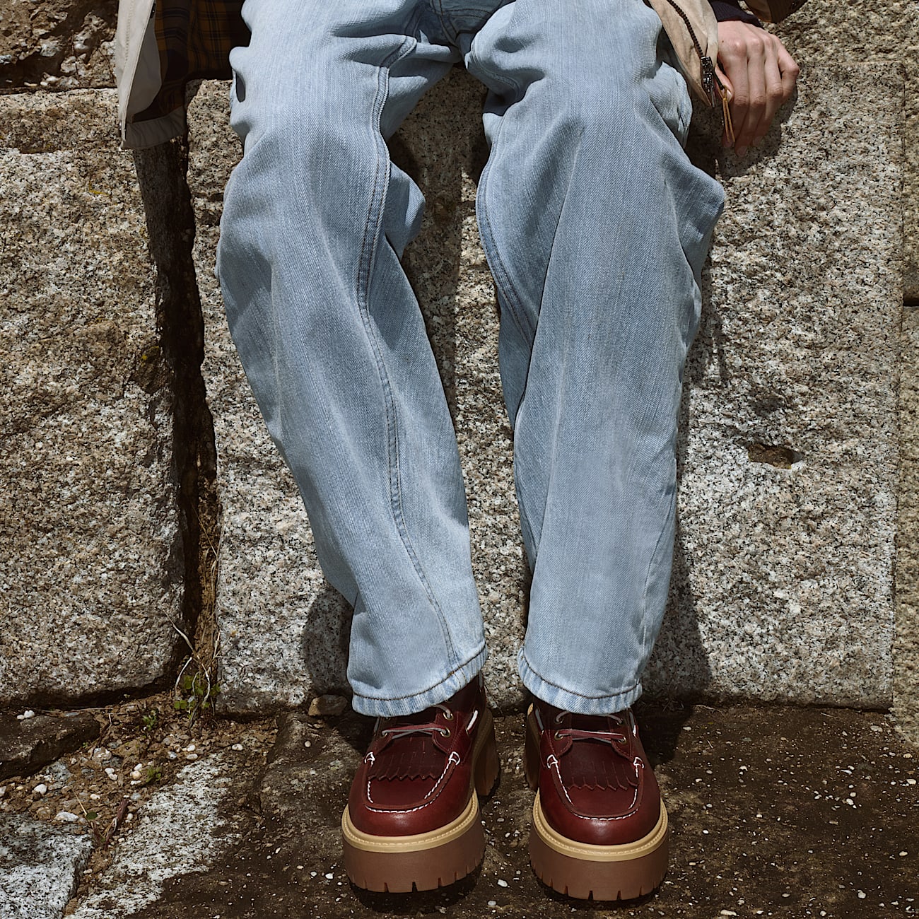 Stone Street Platform Kiltie Boot for Women in Dark Red TBL Red MKTG1