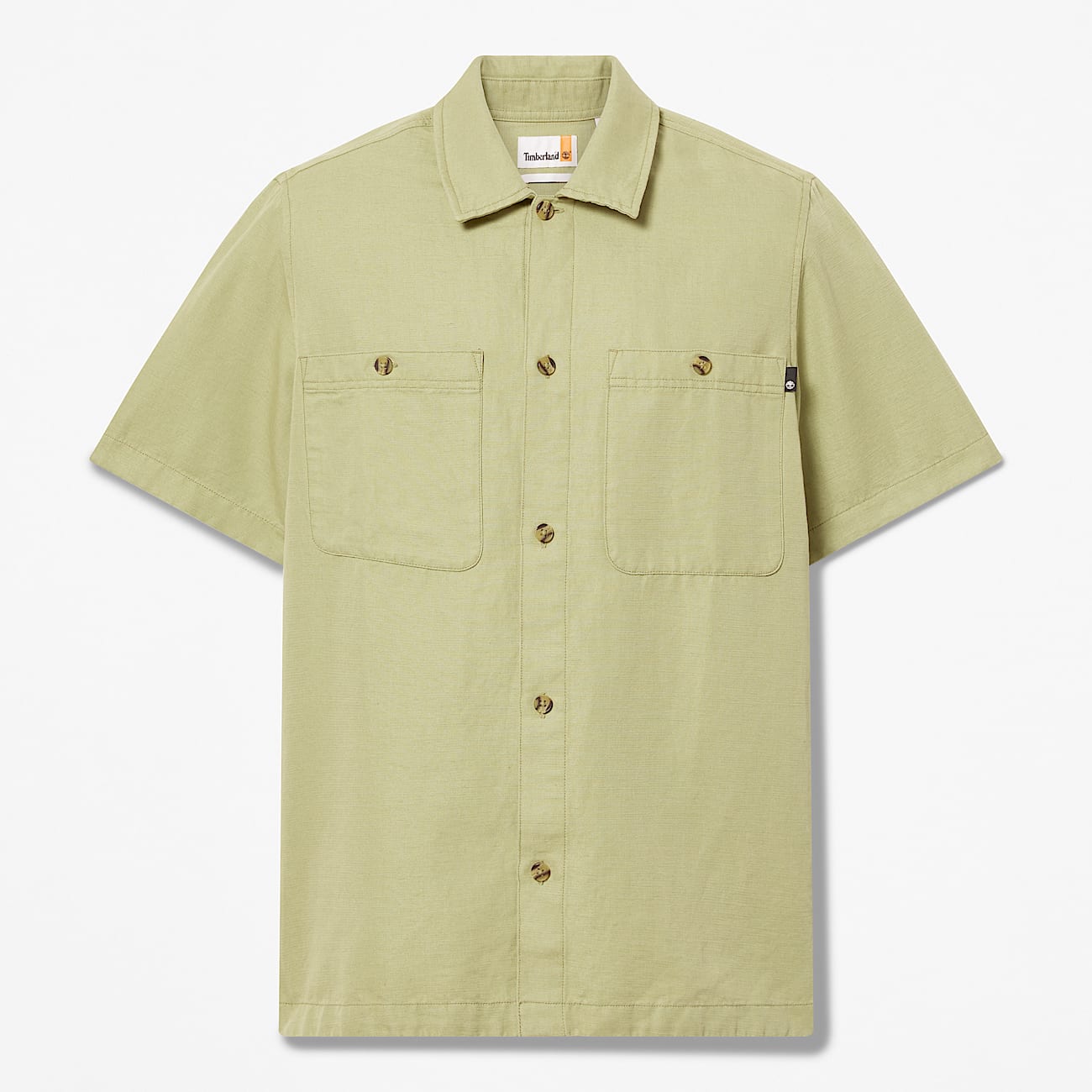 CottonLinen ShortSleeve Utility Shirt for Men in Green TBL Green HERO