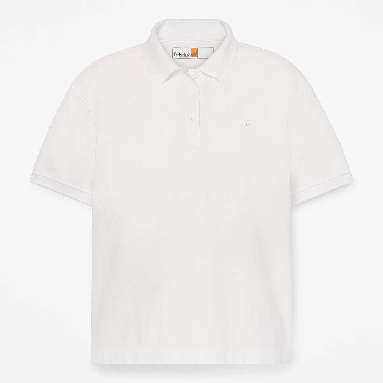 Short-Sleeve Pique Polo for Women in White - 1
