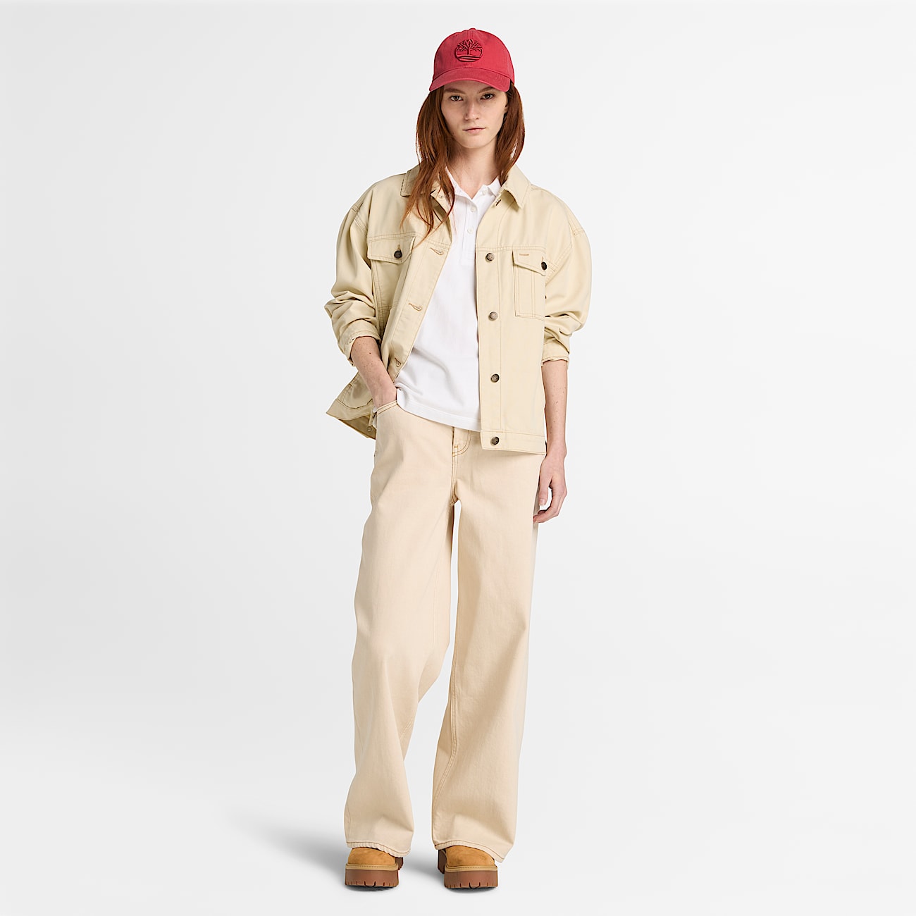 Short-Sleeve Pique Polo for Women in White - 3