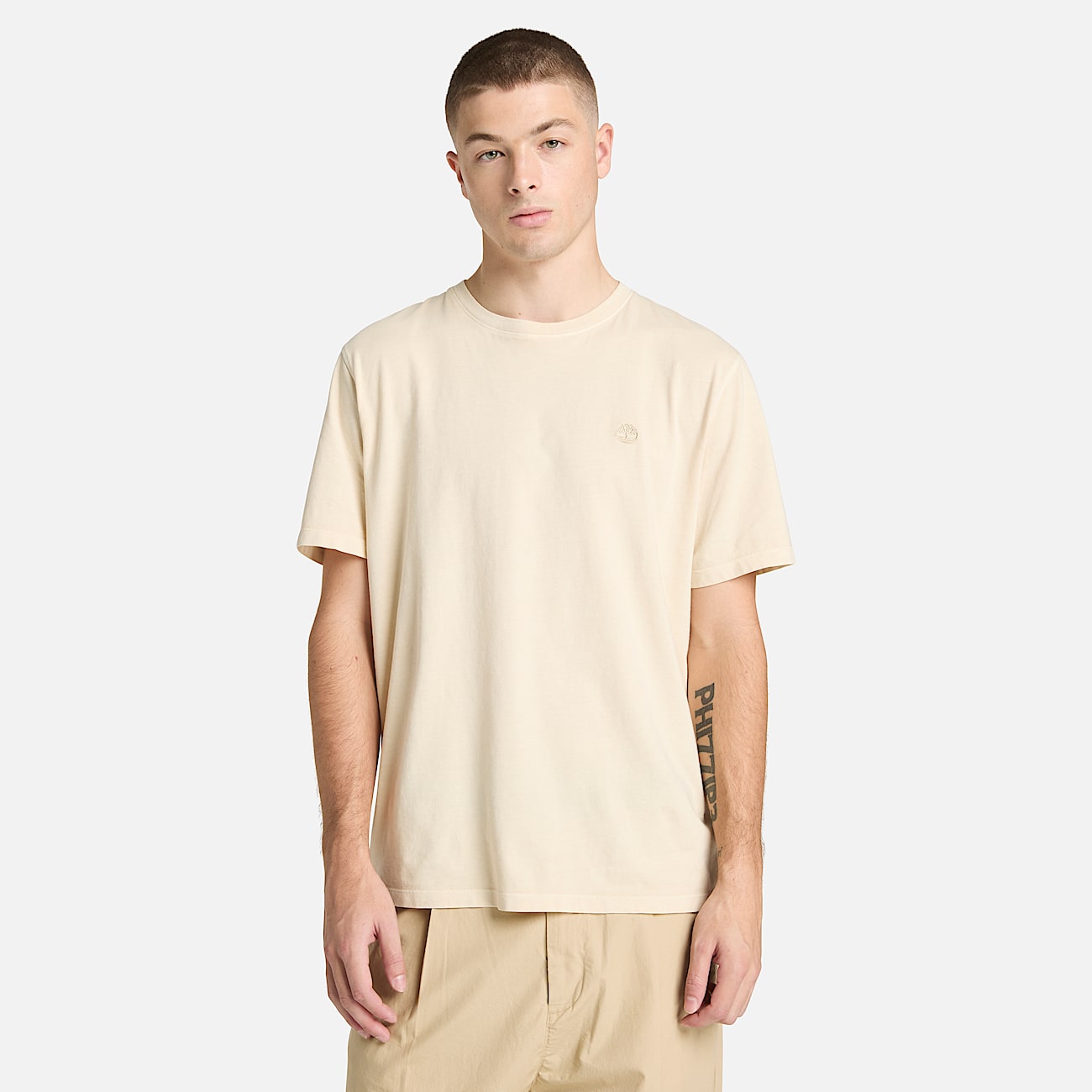 Dunstan River Garment Dyed Short-Sleeve T-Shirt for Men in Beige - 2