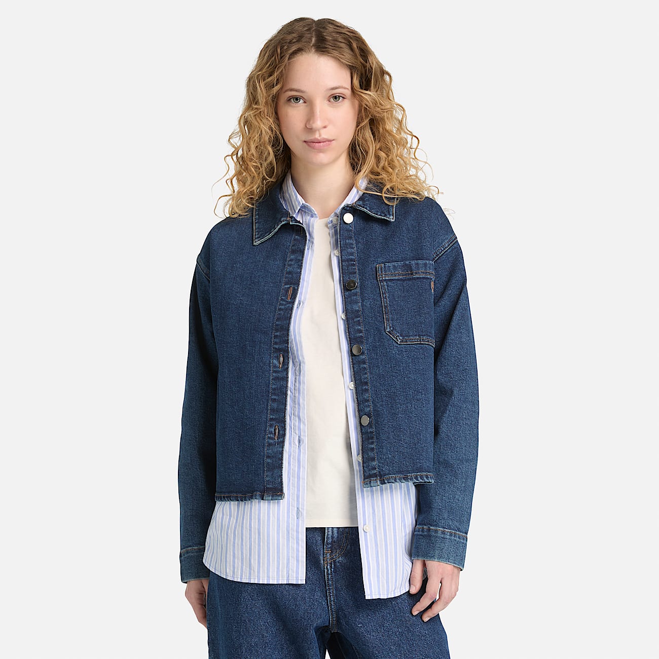 Hemdjacke aus Denim fr Damen in Blau TBL Blau ALT1