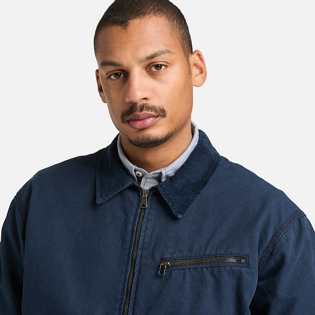 Washed Canvas Jacket for Men in Navy - 4