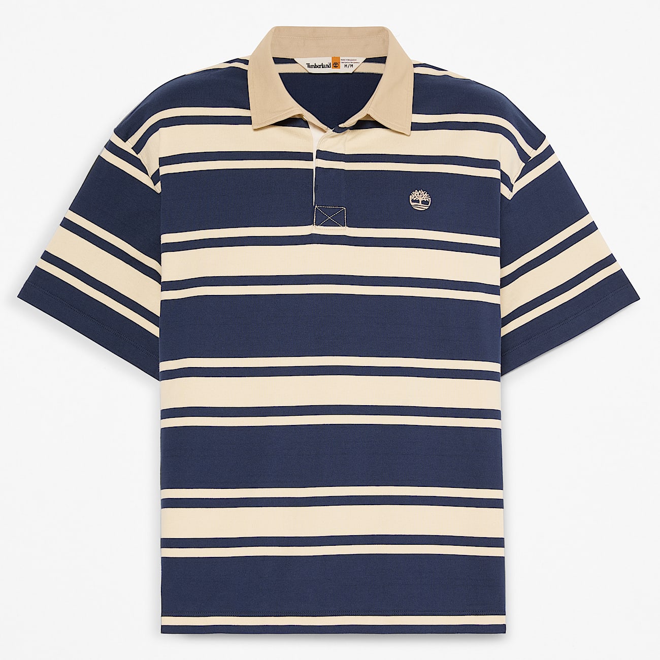 All Gender Kurzrmeliges RugbyPolohemd mit Streifen in DunkelblauBeige TBL Blau HERO
