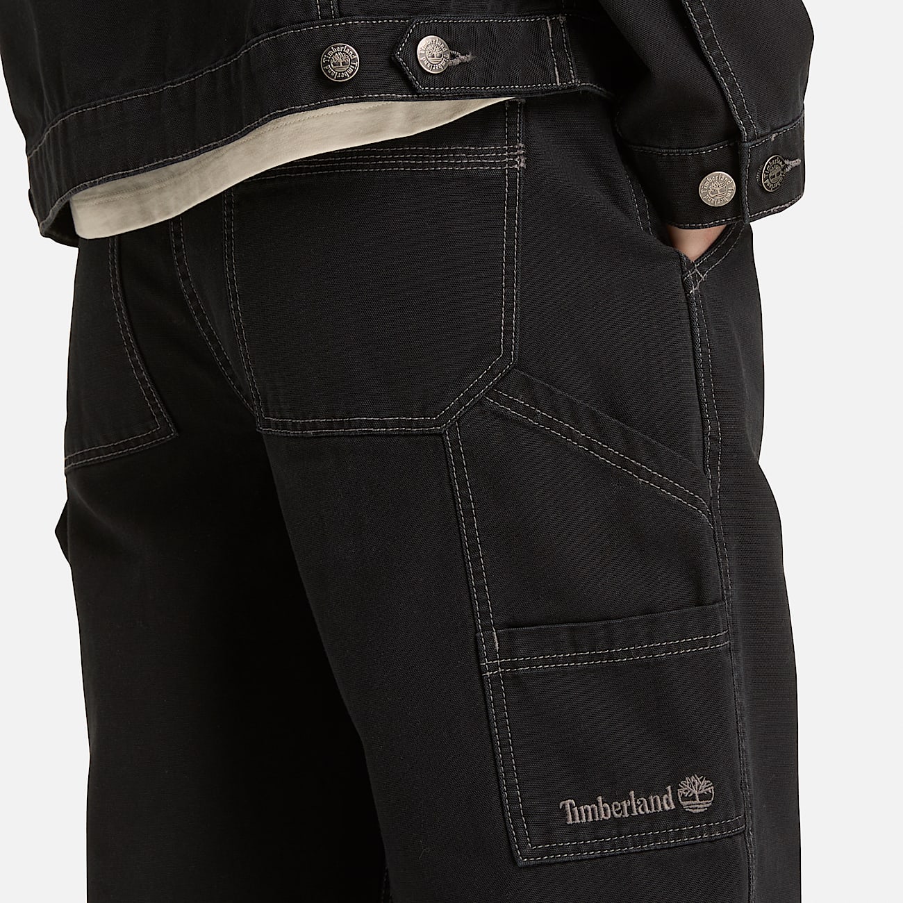 Gerade Hose aus Canvas fr Damen in Schwarz TBL Schwarz ALT3