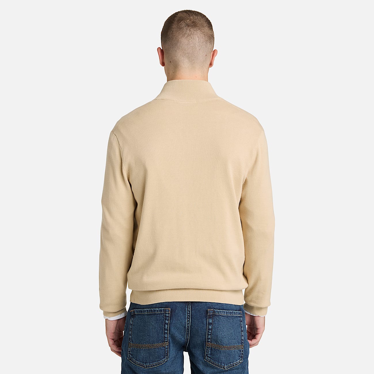 Johns River Baumwollpullover mit durchgehendem Reiverschluss fr Herren in Beige TBL Beige ALT8