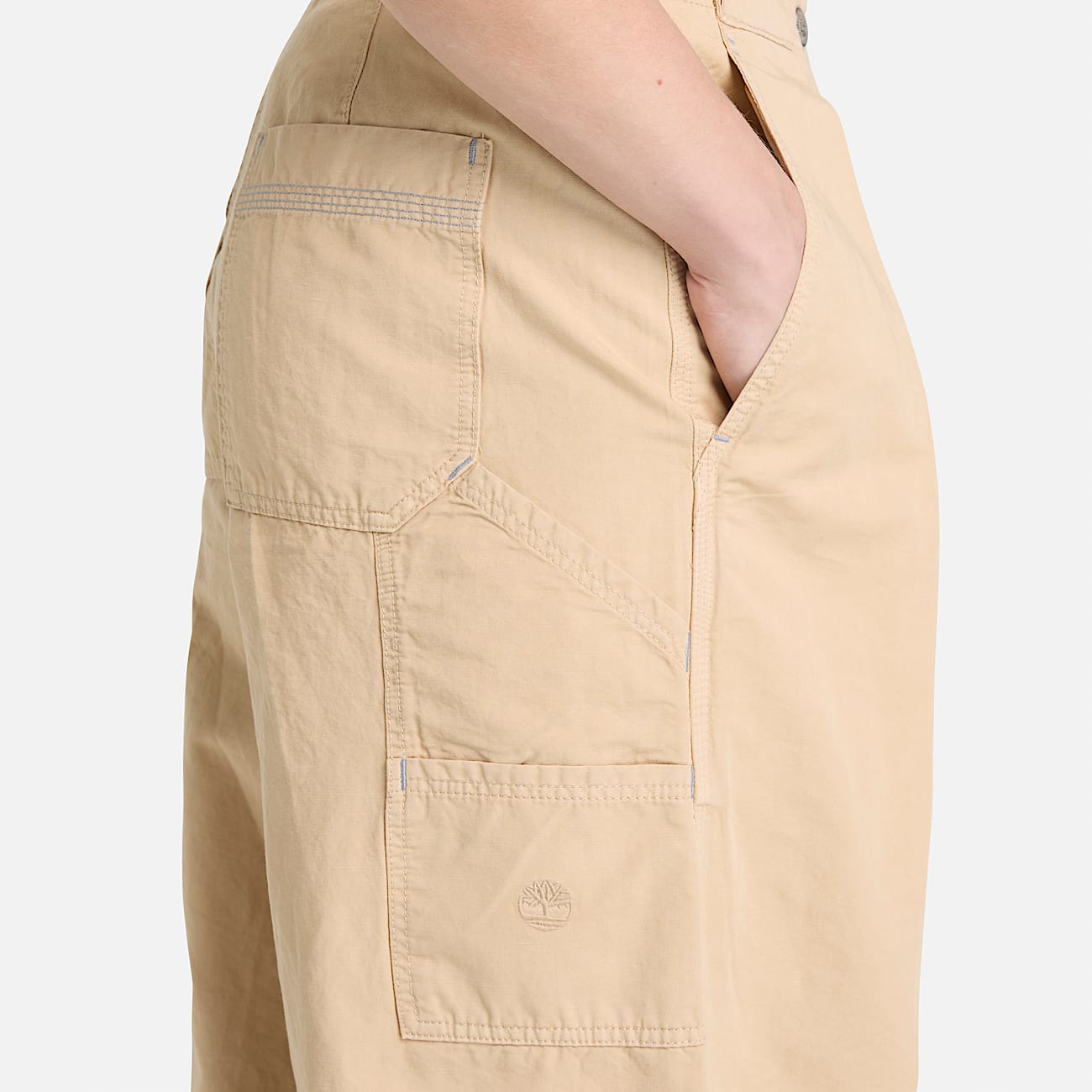 Utility Cotton Linen Trouser for Women in Beige TBL Beige ALT3