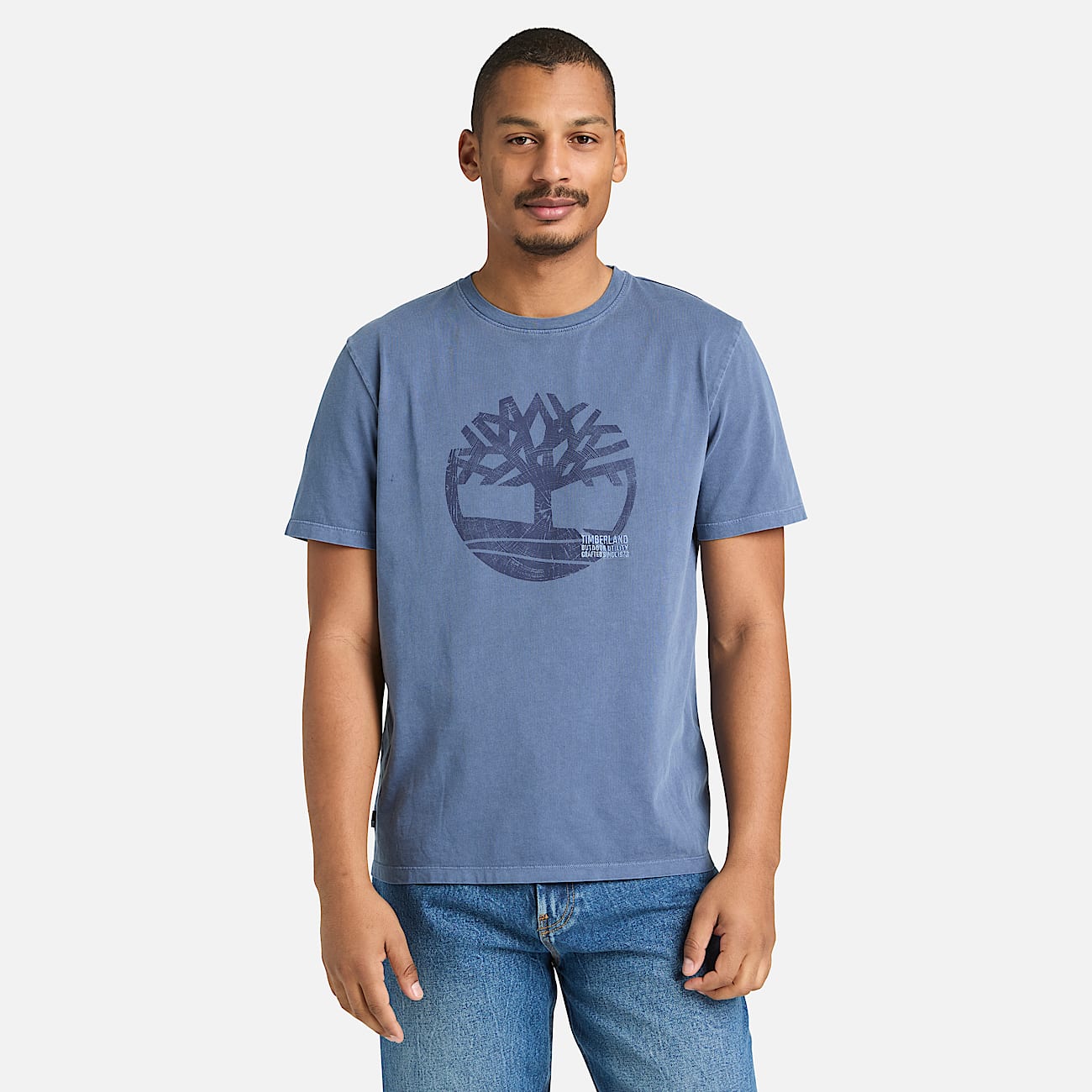 Stckgefrbtes TShirt mit LogoGrafik fr Herren in Dunkelblau TBL Blau ALT1