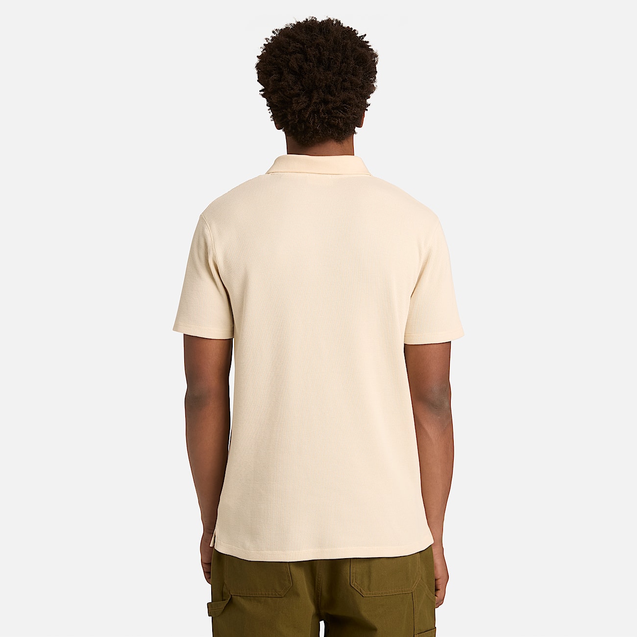 Wharf River Waffle Short-Sleeve Polo for Men in Beige - 4