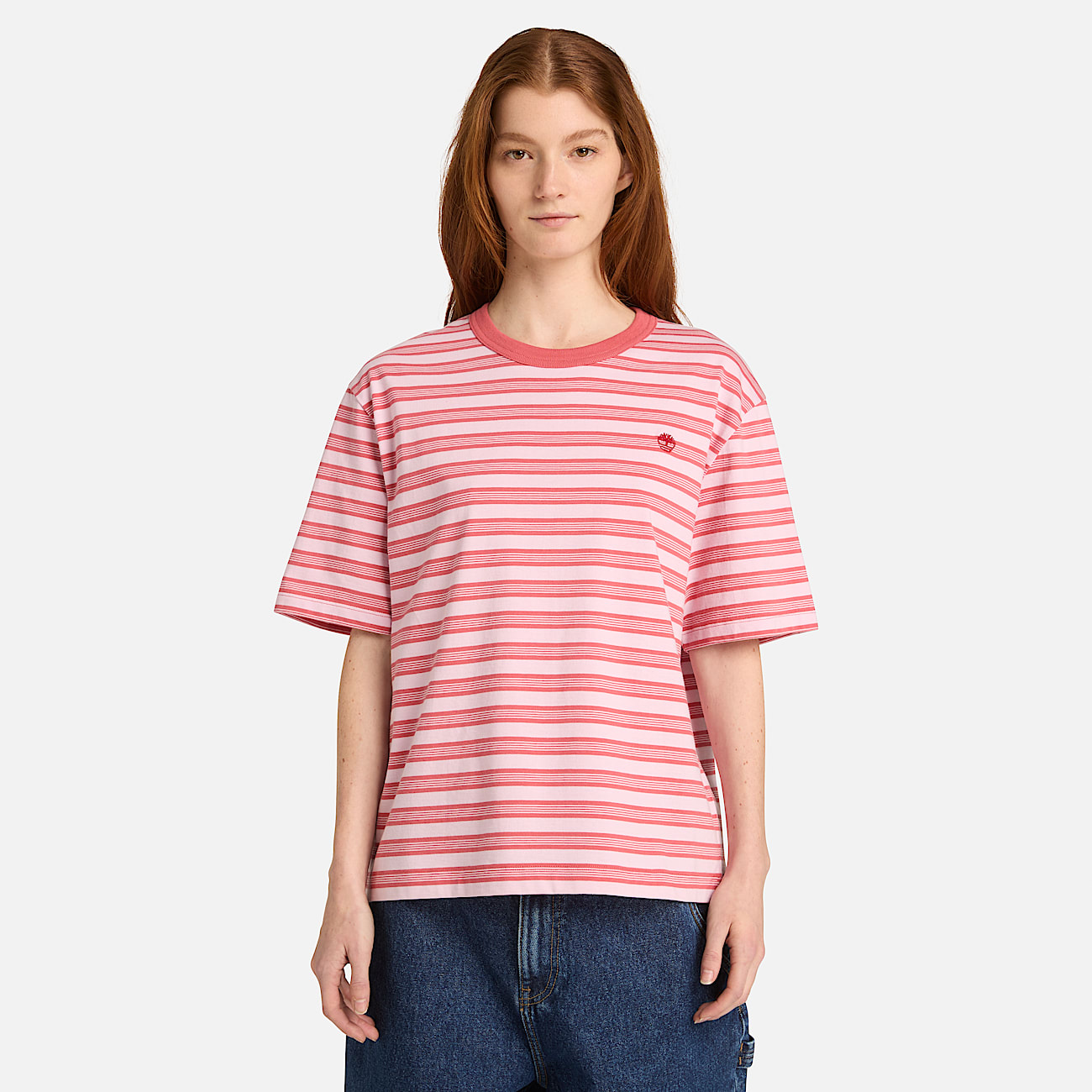 Striped ShortSleeve TShirt for Women in Red TBL Red ALT1