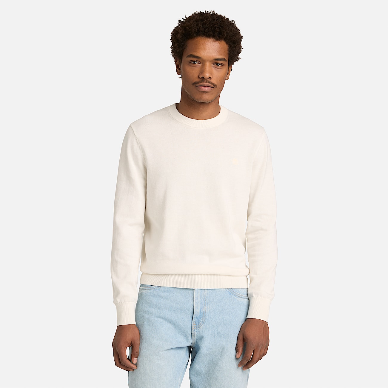 Johns River Cotton Crewneck Jumper for Men in White TBL White ALT1