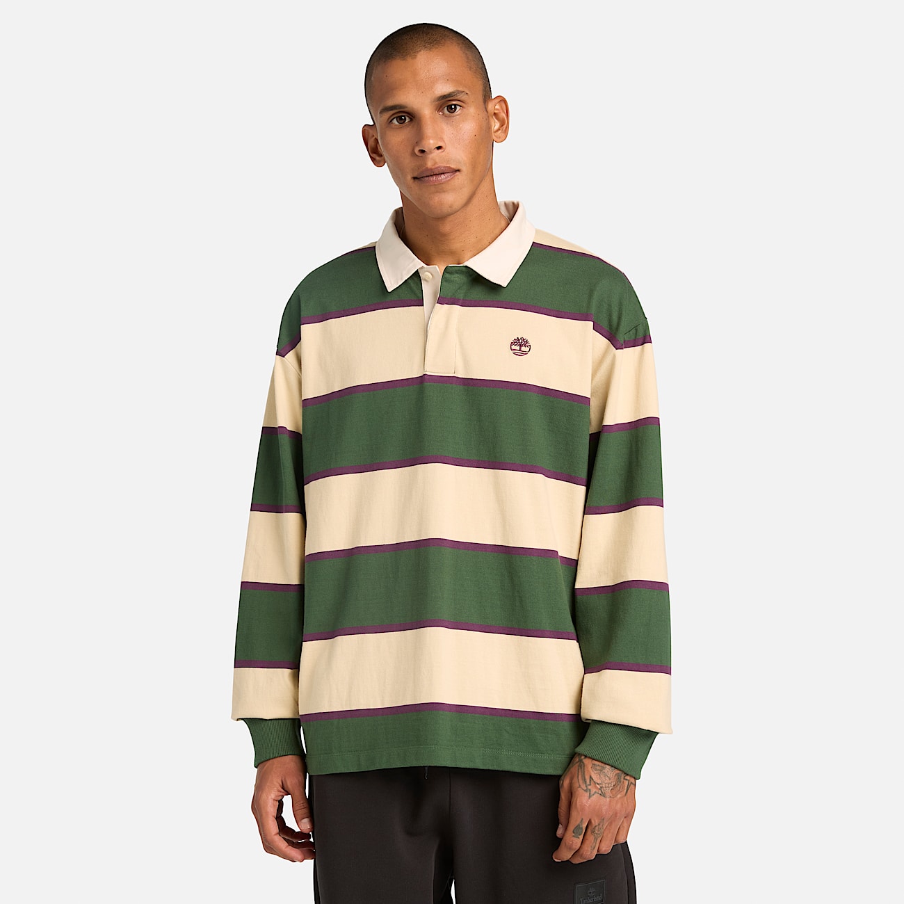 Polo de Râguebi Sem Género verde-escuro/bege - 4