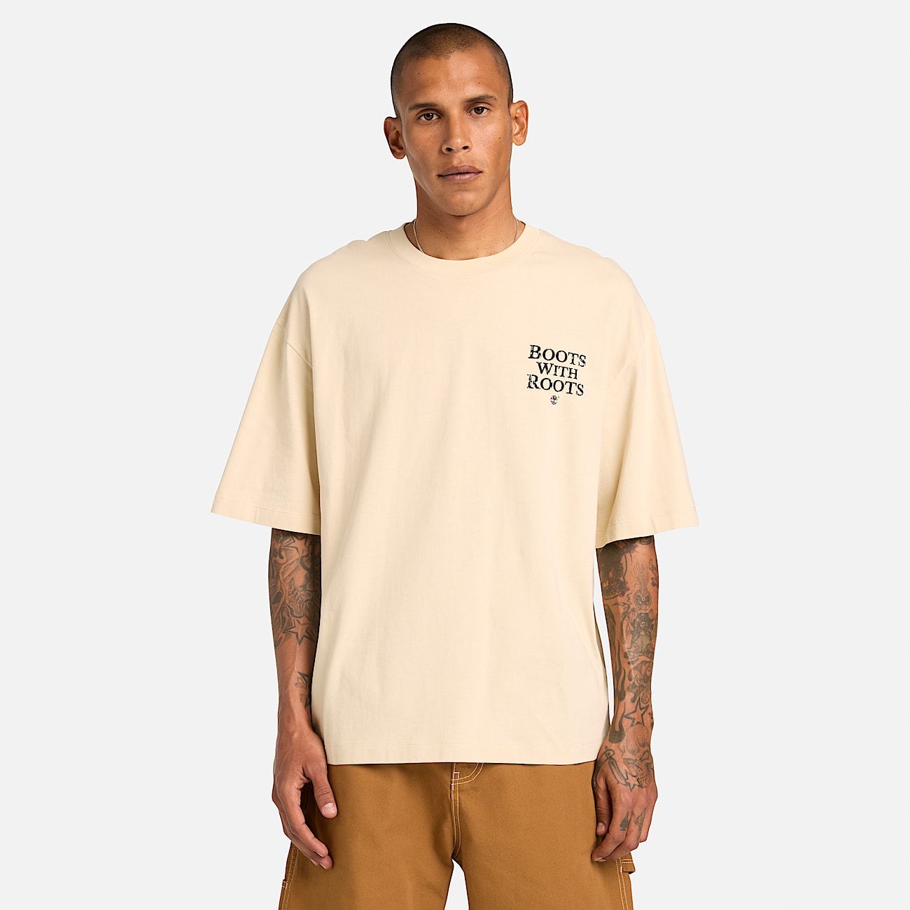All Gender Timbs On My Feet TShirt in Beige TBL Beige ALT3