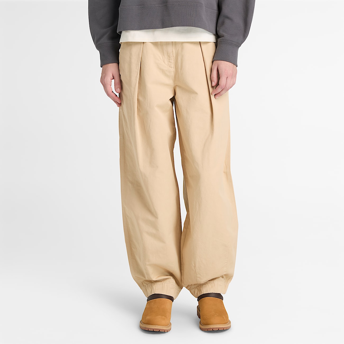 Utility Cotton Linen Trouser for Women in Beige TBL Beige ALT1