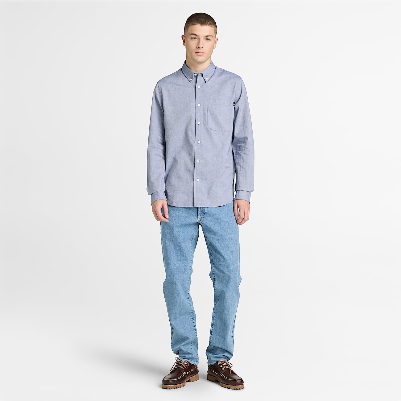 Gale River Oxford Langarmshirt fr Herren in Blau TBL Blau ALT2