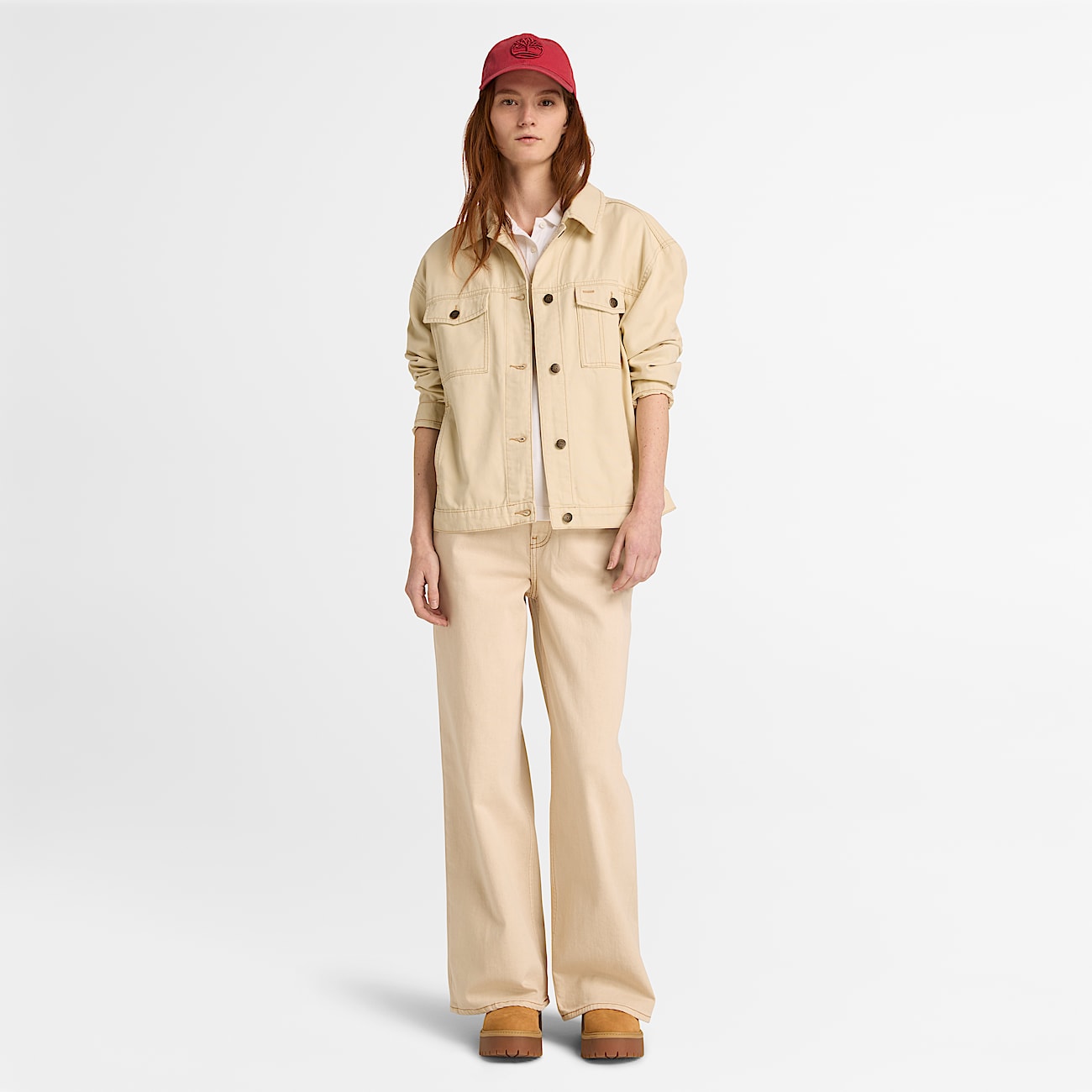 Vaquero de pernera ancha para mujer en beis TBL beis ALT2