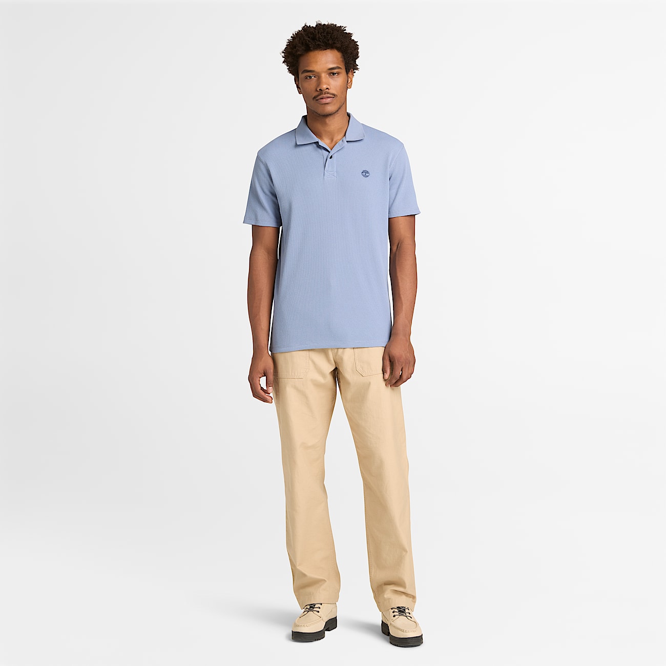 Wharf River Waffle Short-Sleeve Polo for Men in Blue - 3