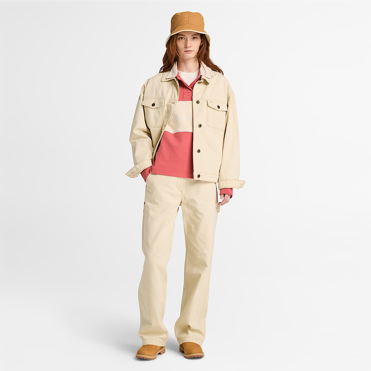 Canvas Trucker Jacket for Women in Beige - 3