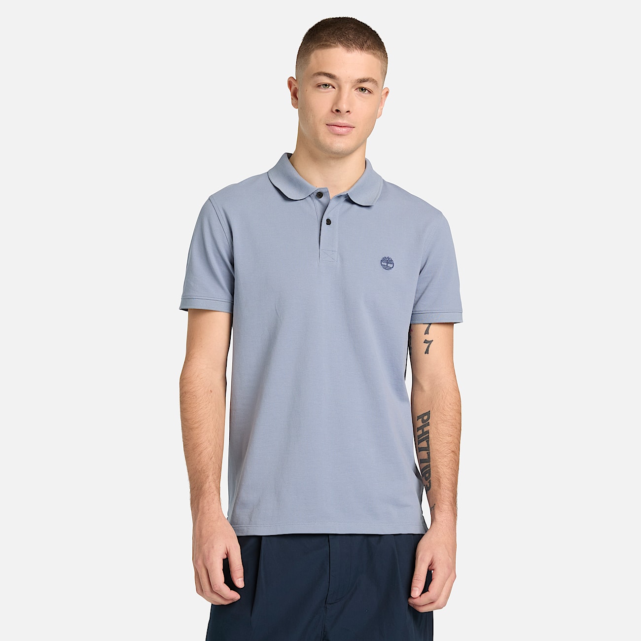 Polo de Manga Curta com Elasticidade Millers River para Homem em azul TBL azul ALT1