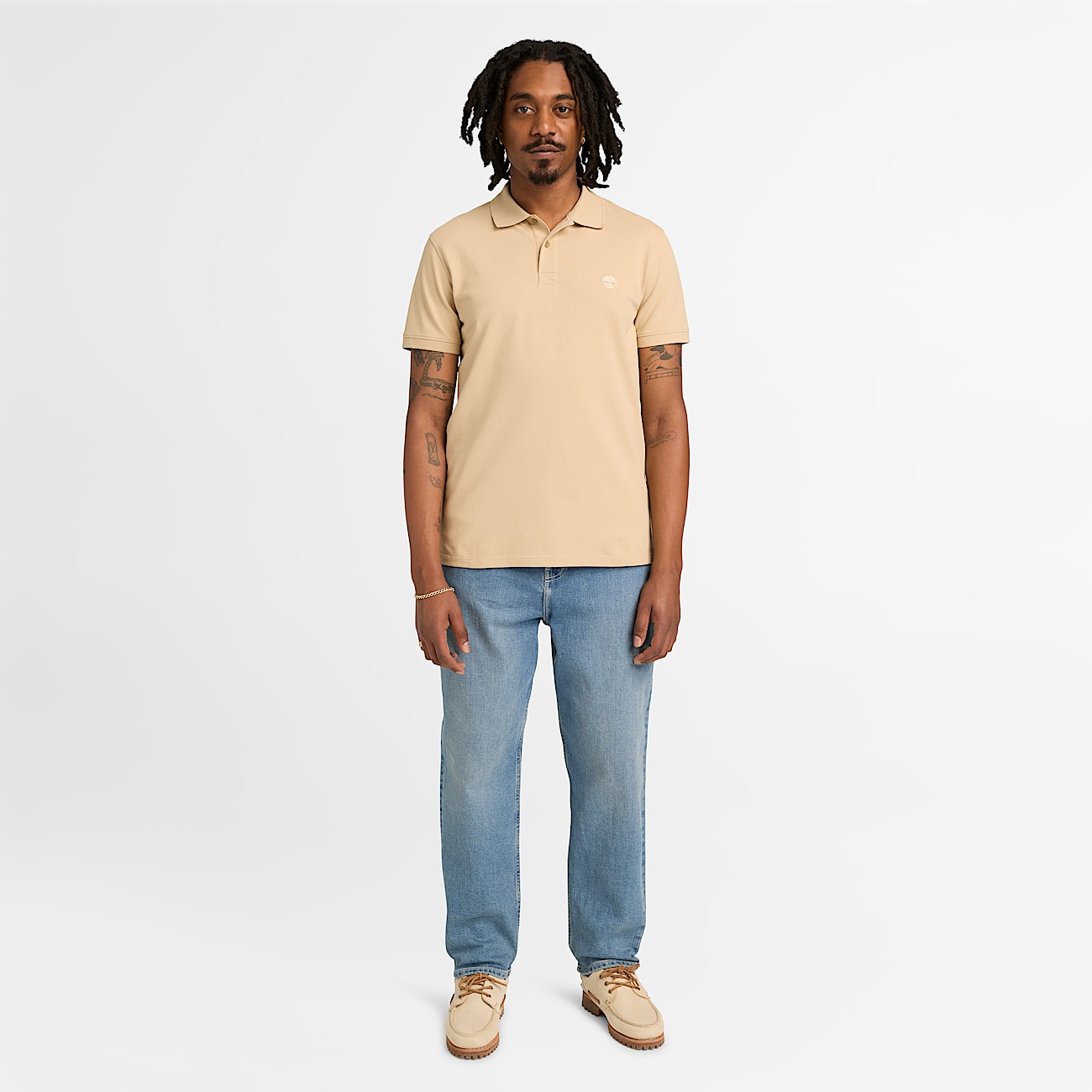 Polo de Manga Curta com Elasticidade Millers River para Homem em bege TBL bege ALT2