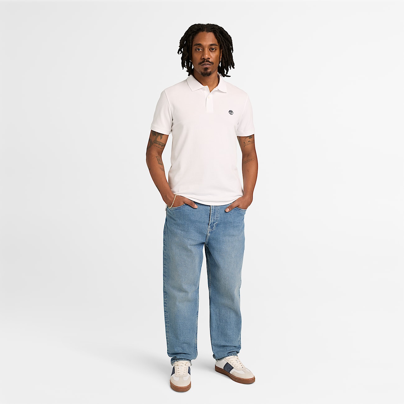 Polo de Manga Curta com Elasticidade Millers River para Homem em branco - 3