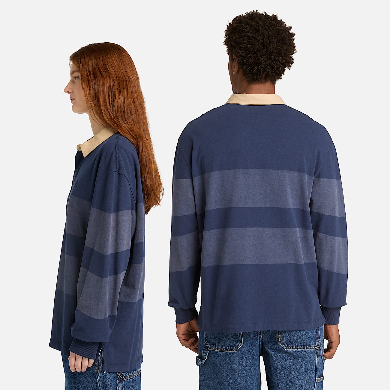 Polo de Rguebi de Manga Comprida s Riscas Sem Gnero em azulescuro TBL azul ALT2