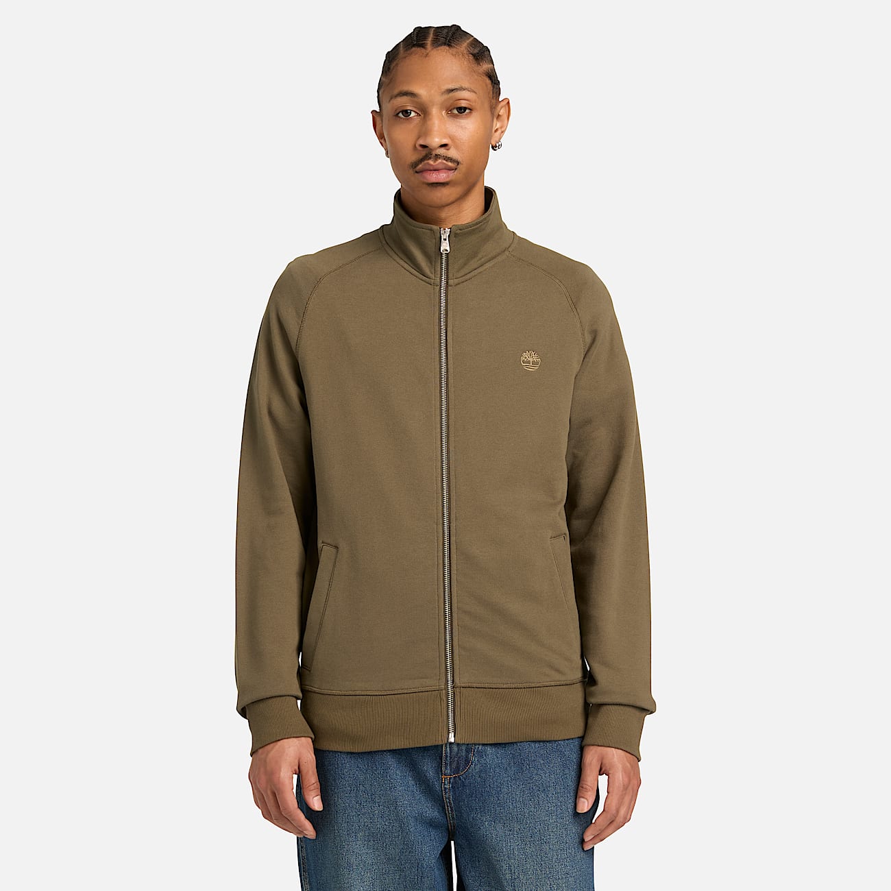 Exeter River Full Zip Sweatshirt for Men in Green/Brown - 2