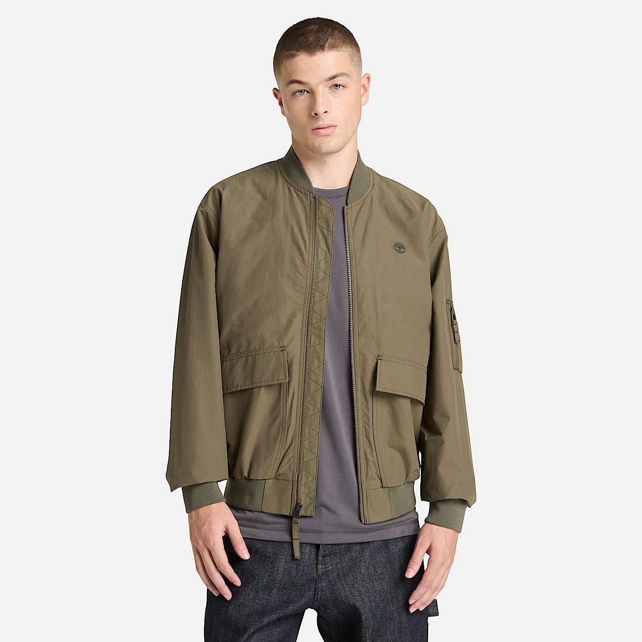 Durable Water Repellent Utility Bomber for Men in Green - 2