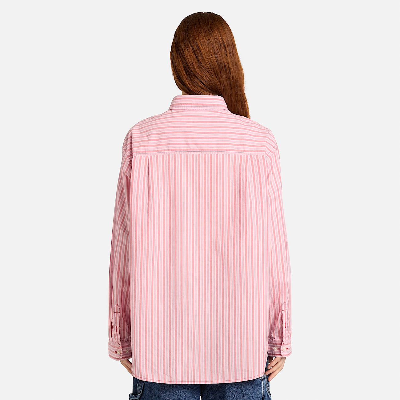 Camisa de Manga Comprida às Riscas para Mulher em Vermelho - 5