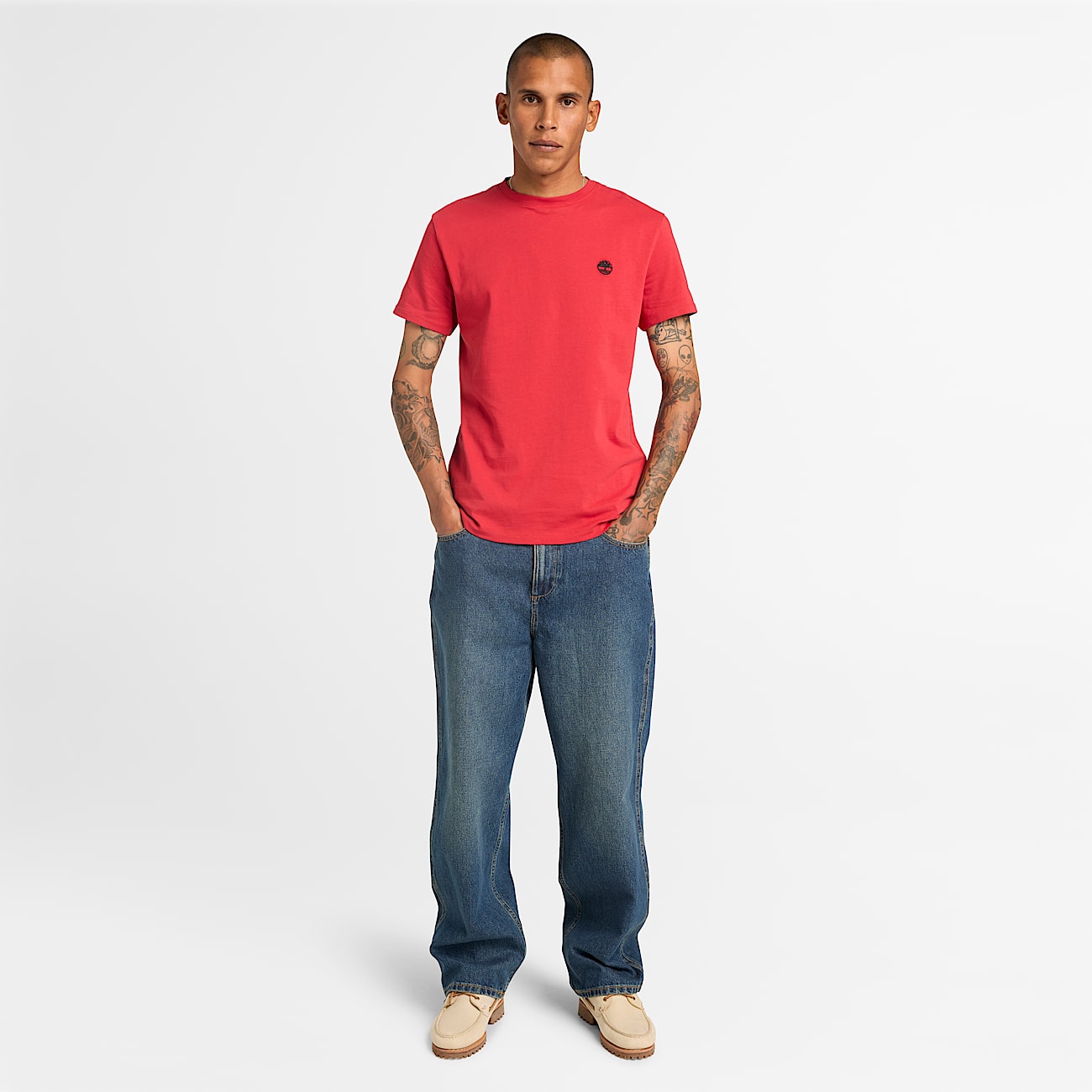 Dunstan River ShortSleeve TShirt for Men in Red TBL Red ALT2