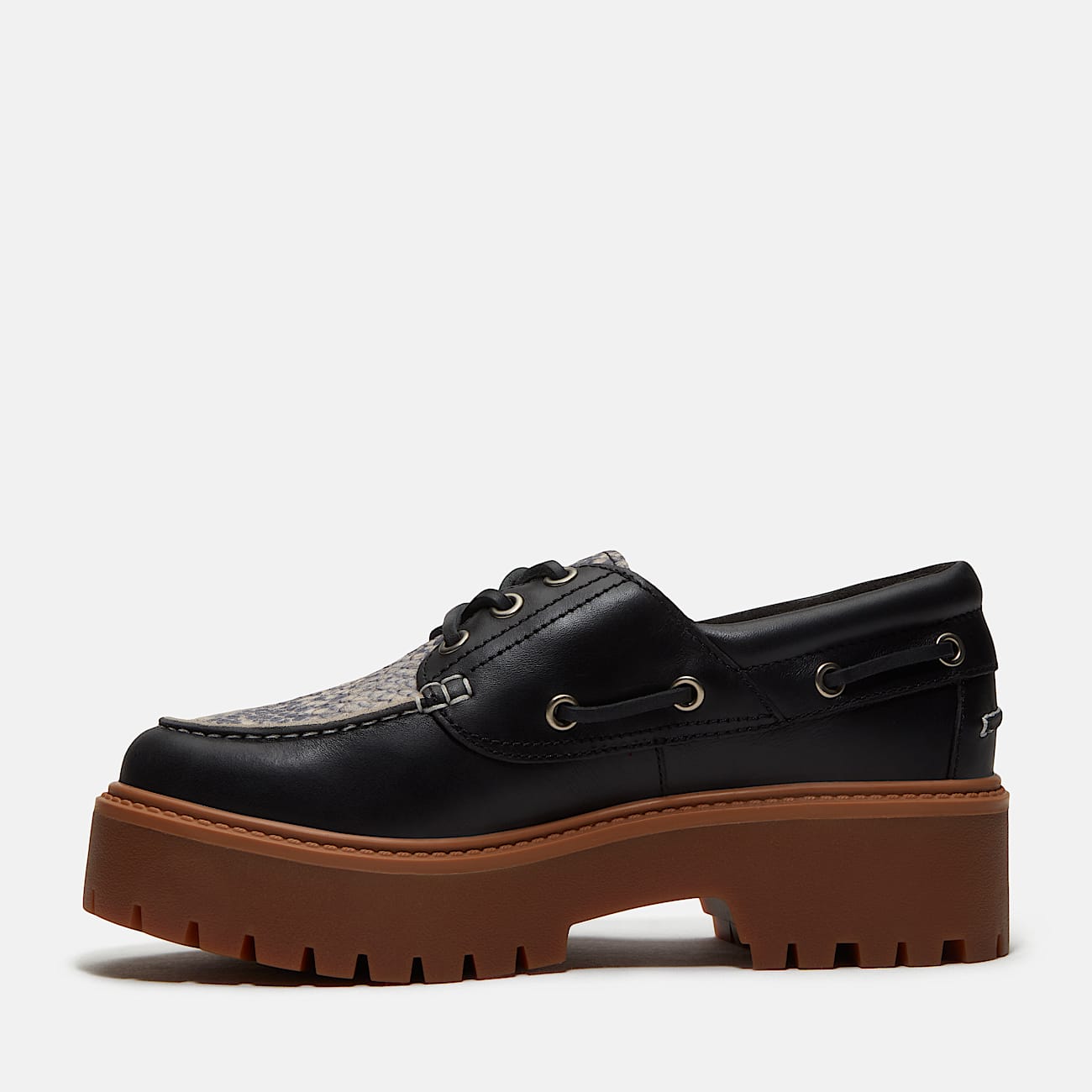 Scarpa da Barca con Plateau Stone Street da Donna in colore nero TBL colore nero ALT6