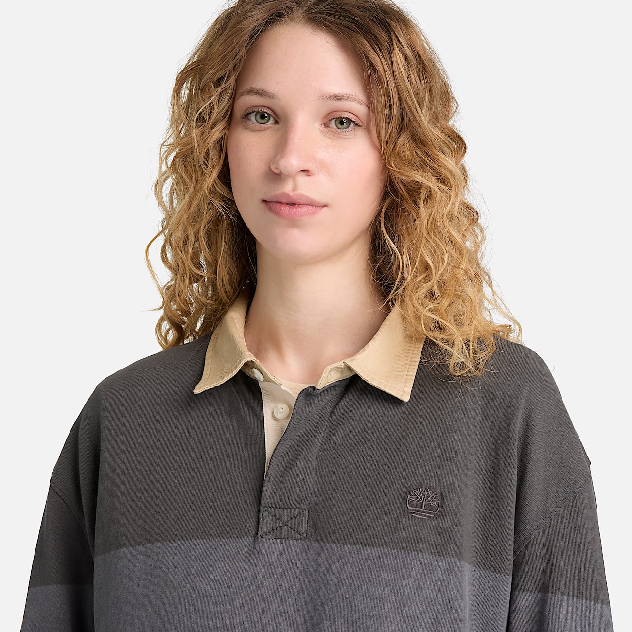 Polo de rugby a rayas de manga larga unisex en gris oscuro TBL gris ALT4