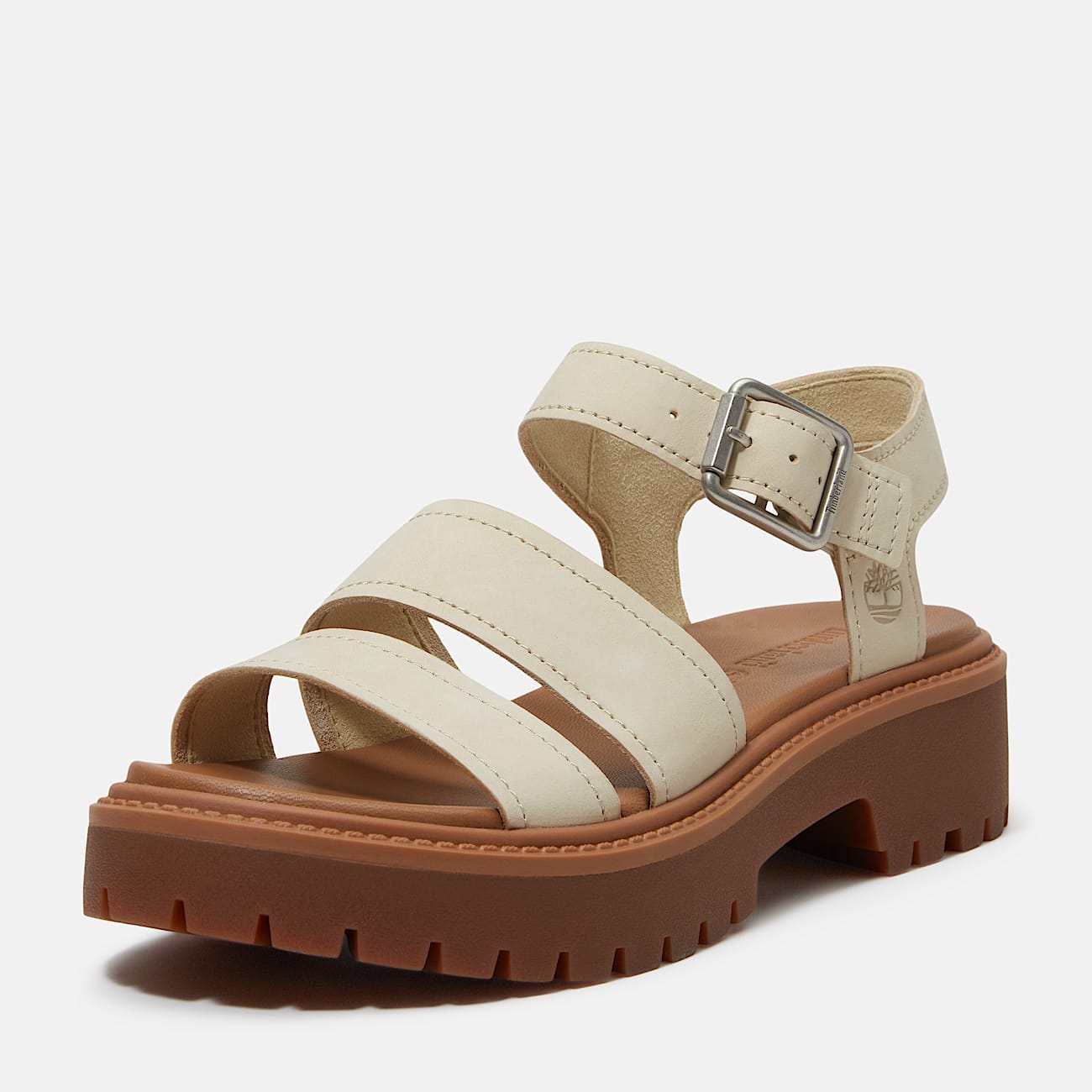 Stone Street Platform Backstrap Sandal for Women in Light Beige - 9