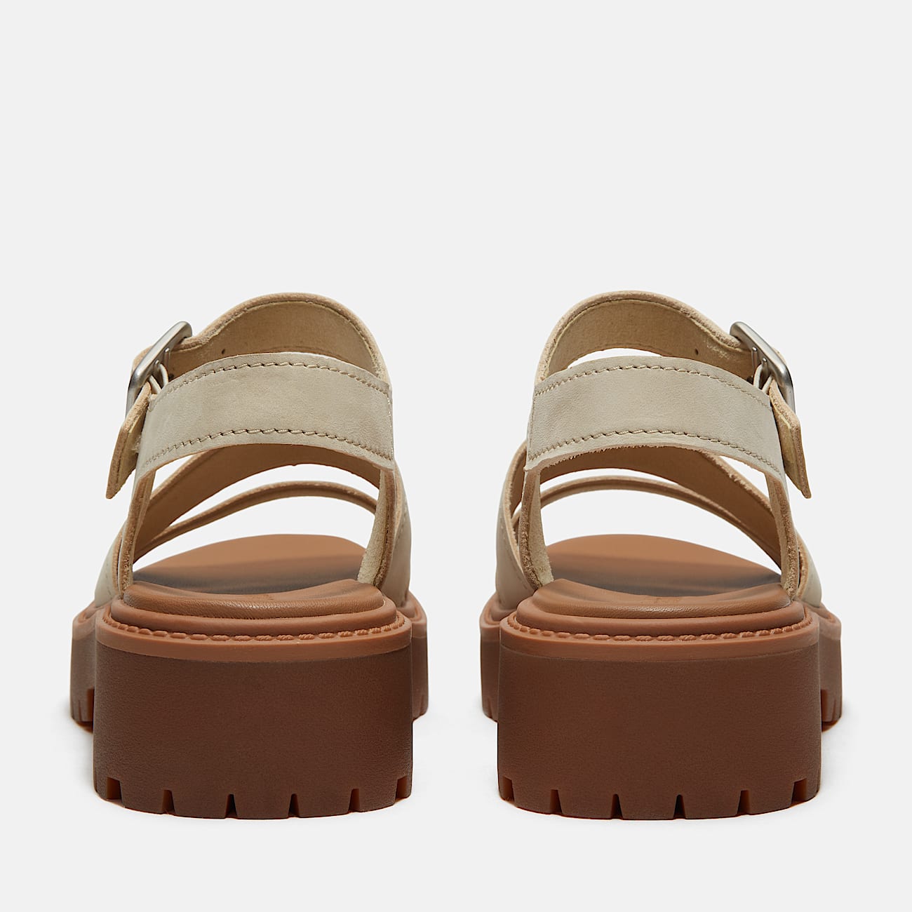 Stone Street Platform Backstrap Sandal for Women in Light Beige - 5