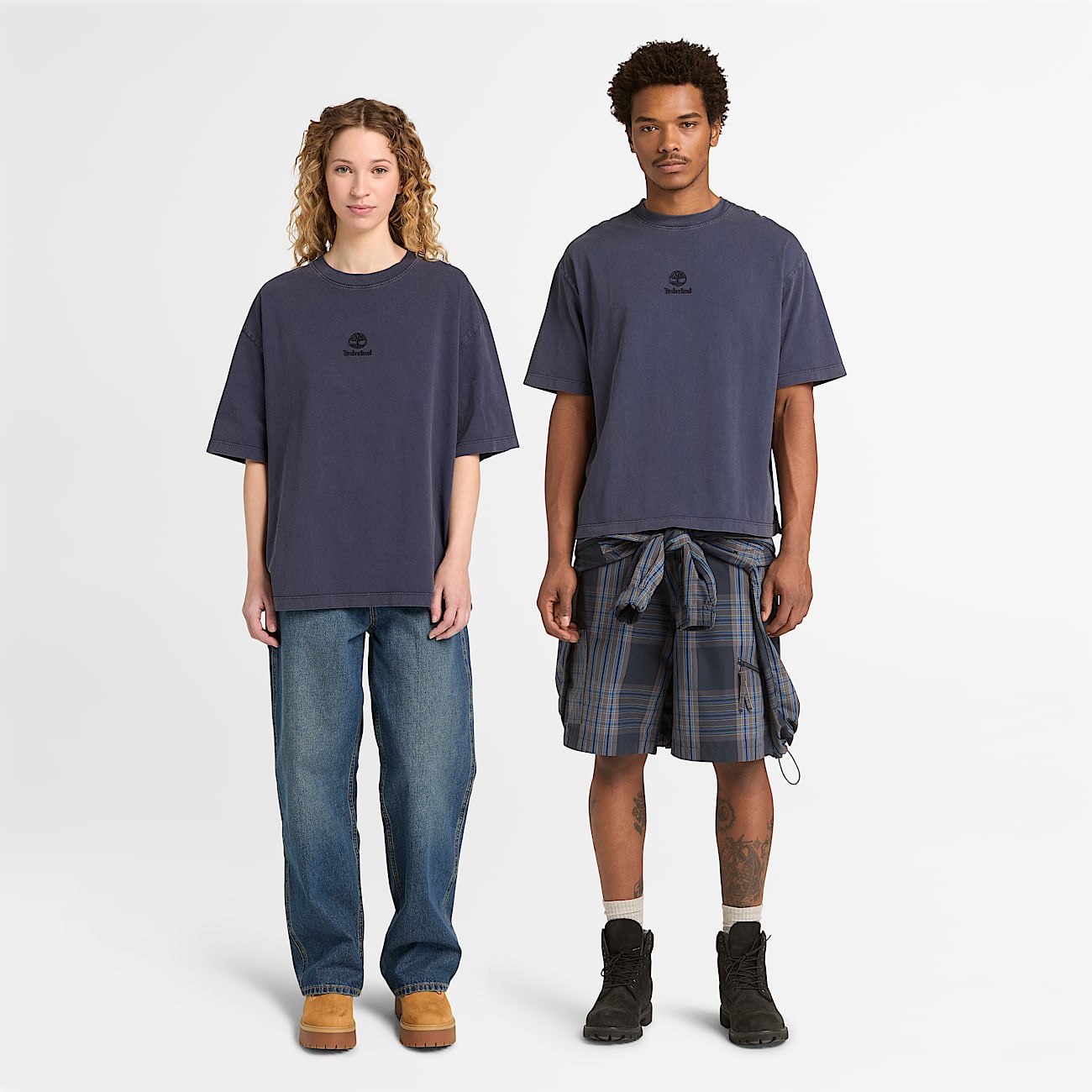 All Gender Sunwashed Embroidered Logo TShirt in Dark Blue TBL Blue ALT1