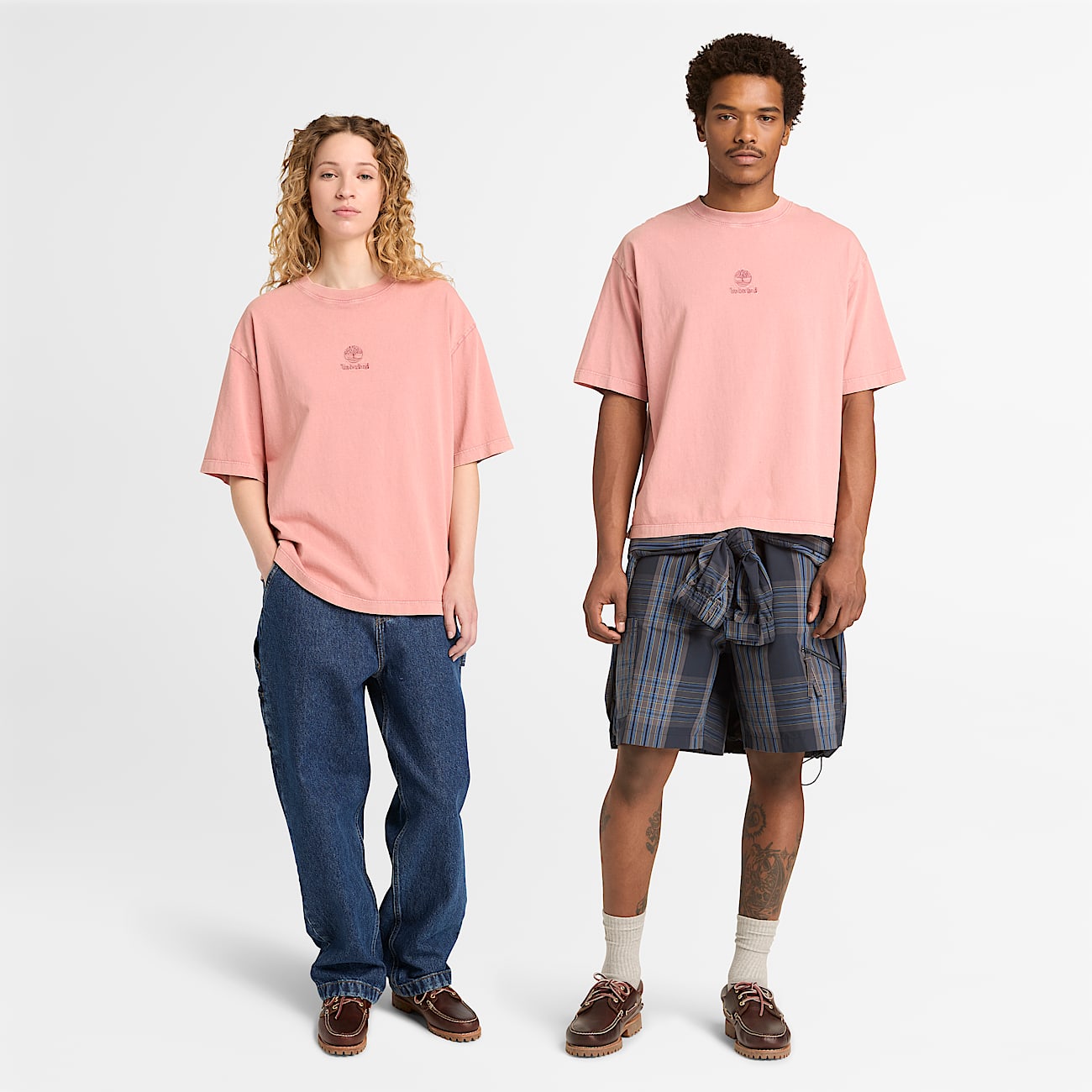 All Gender Sunwashed Embroidered Logo TShirt in Pink TBL Pink ALT1