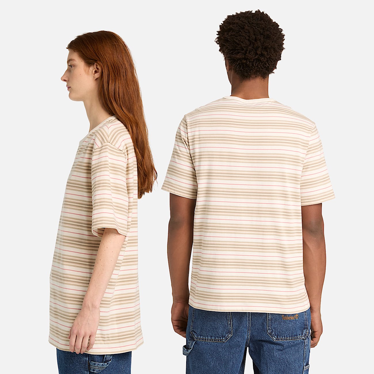 All Gender Striped TShirt in WhitePink TBL Pink ALT2