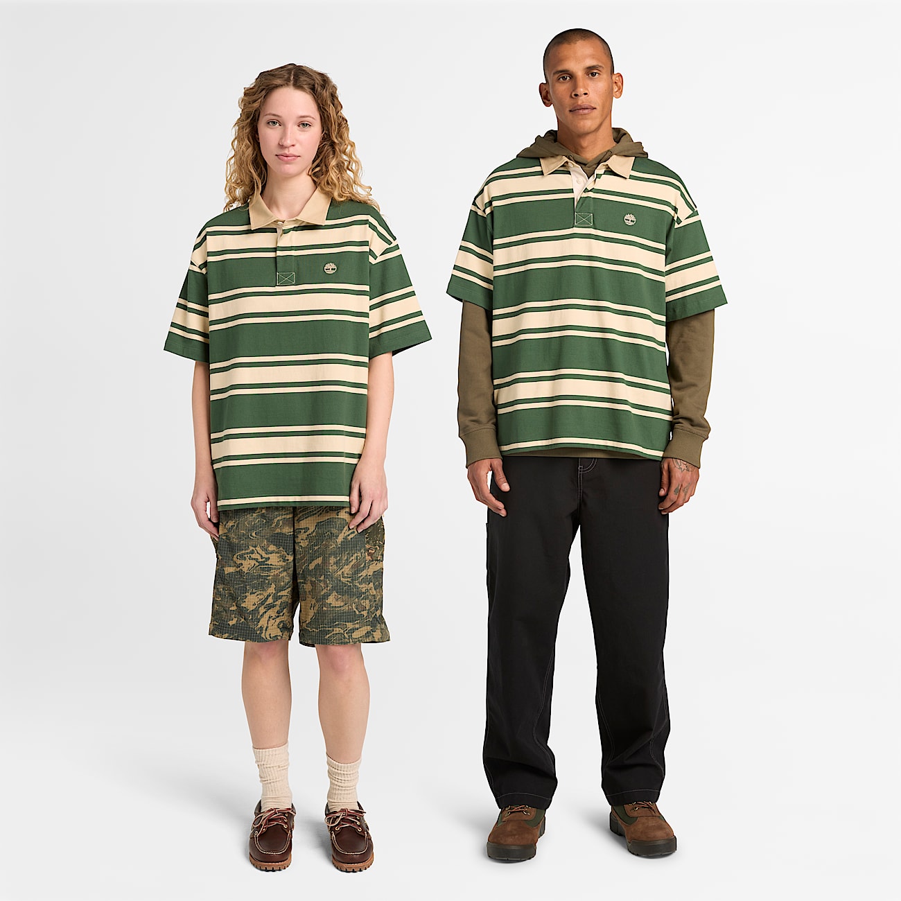 Polo de rugby  manches courtes ray unisexe en vert foncbeige TBL Verte ALT1