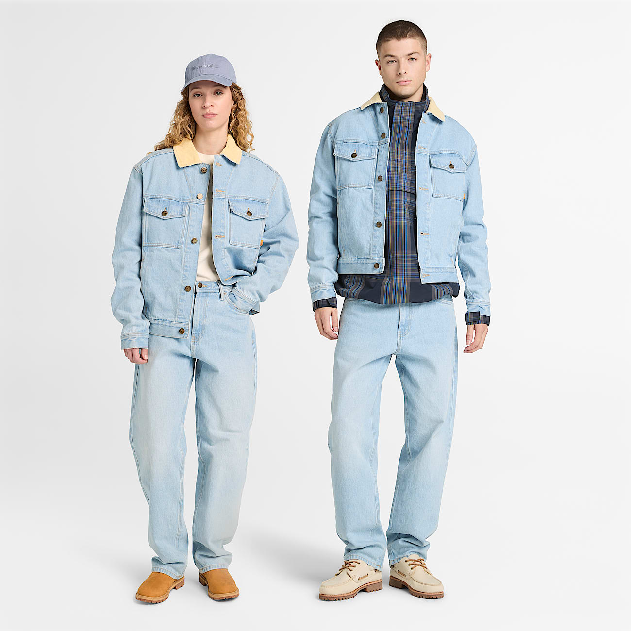 All Gender Corduroy Collared Denim Jacket in Light Blue TBL Blue ALT1